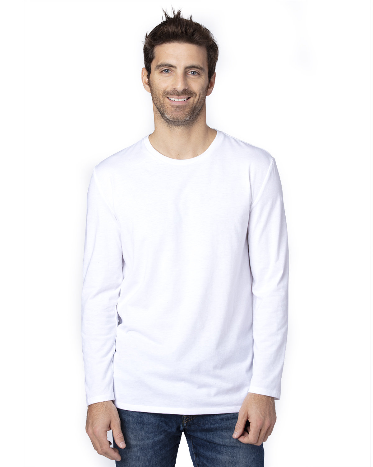 Threadfast Unisex Ultimate Long-Sleeve T-Shirt WHITE 