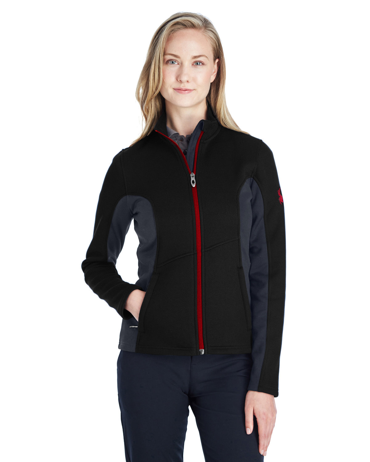 Spyder Ladies' Constant Full-Zip Sweater Fleece Jacket BLACK/ PLR/ RED 