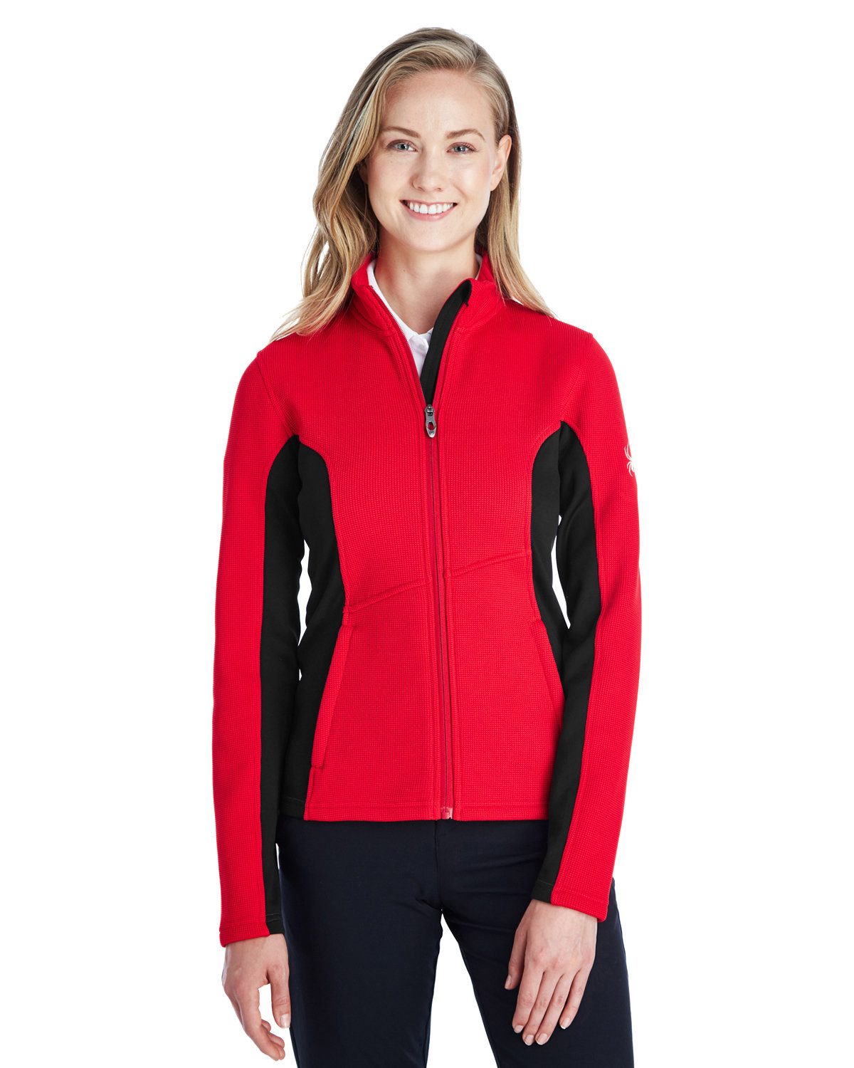 Spyder Ladies' Constant Full-Zip Sweater Fleece Jacket RED/ BLACK/ WHT 