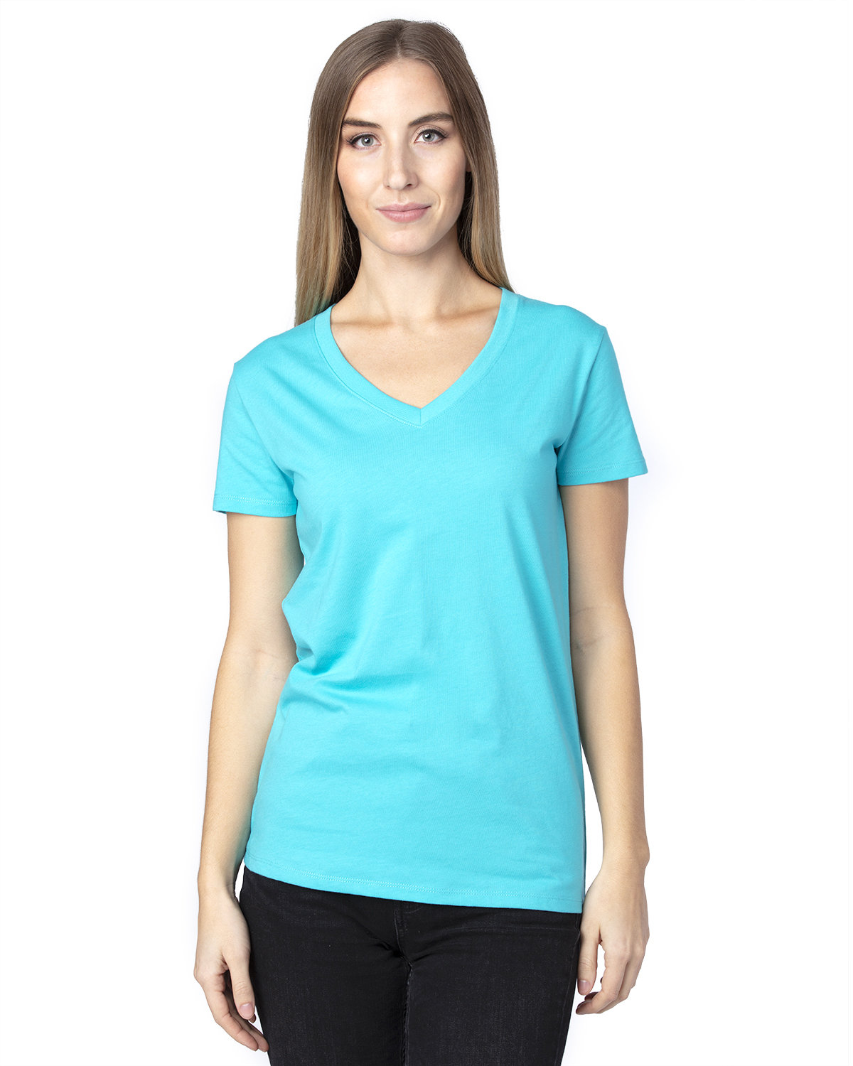 Threadfast Ladies' Ultimate V-Neck T-Shirt PACIFIC BLUE 