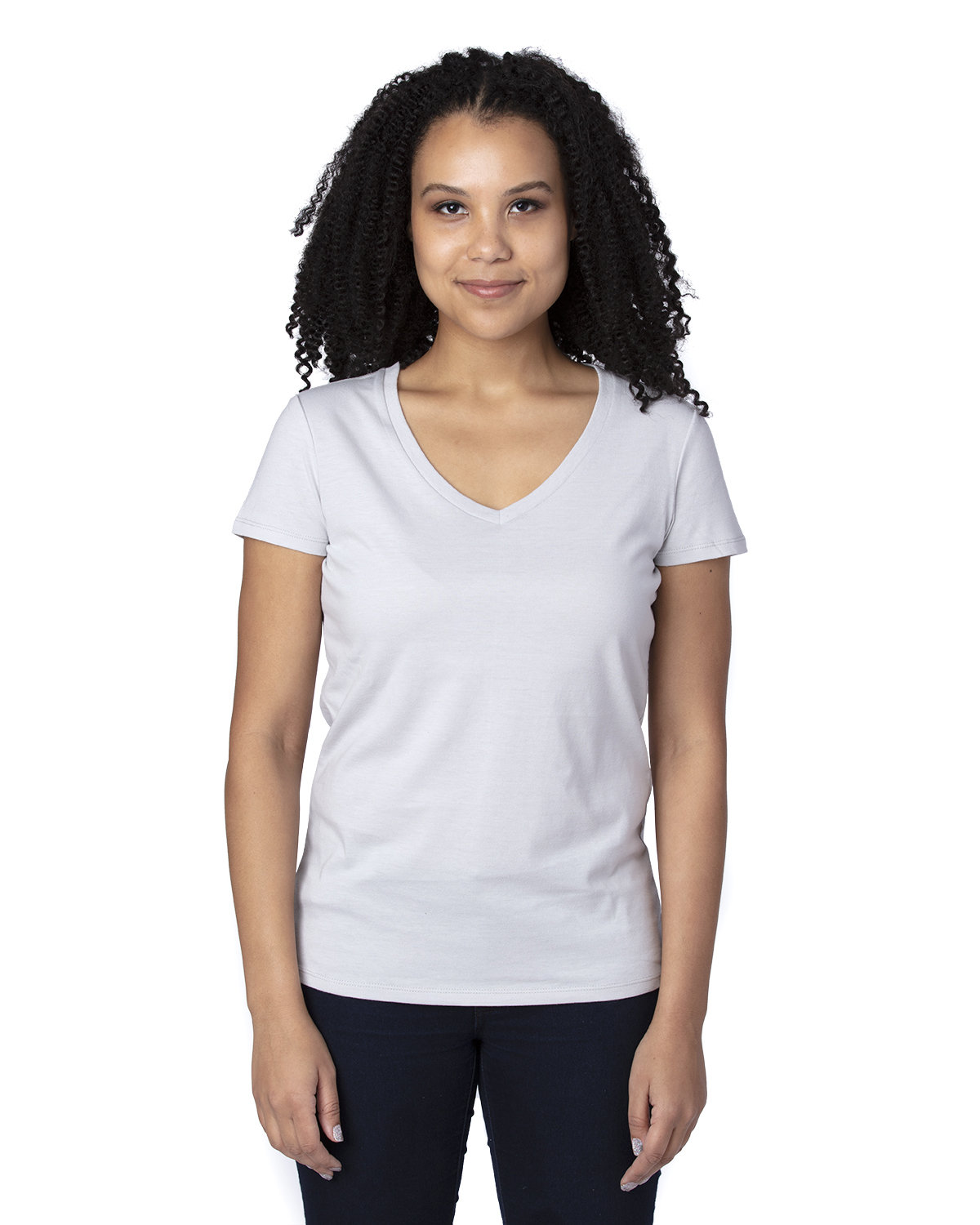 Threadfast Ladies' Ultimate V-Neck T-Shirt SILVER 