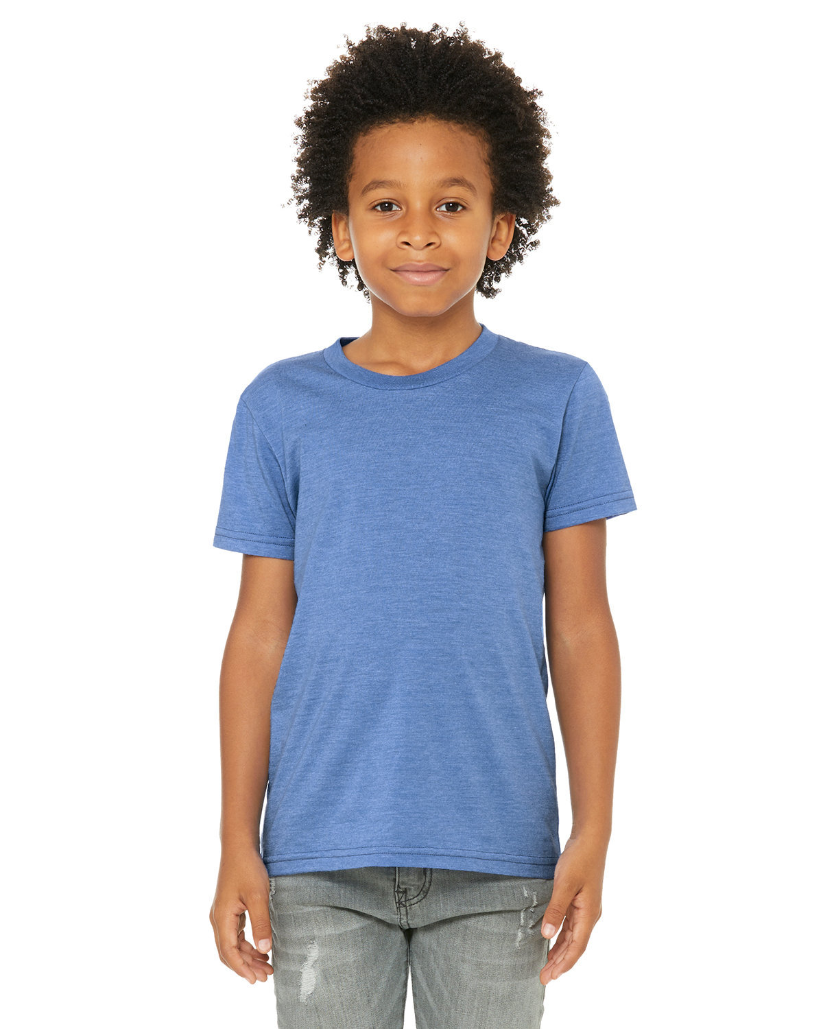 Bella + Canvas Youth CVC Jersey T-Shirt HTHR COLUM BLUE 