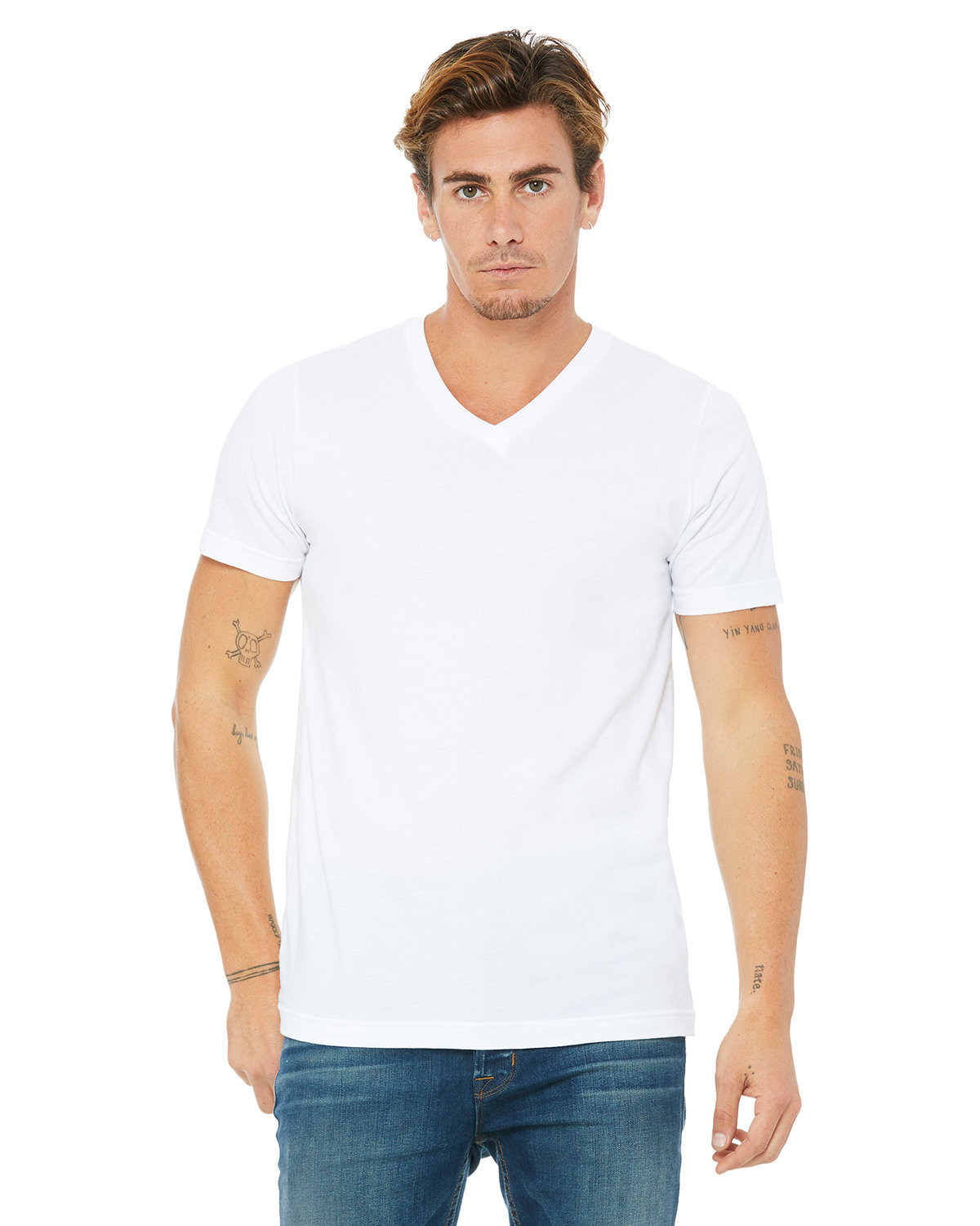 Bella + Canvas Unisex Jersey Short-Sleeve V-Neck T-Shirt WHITE 