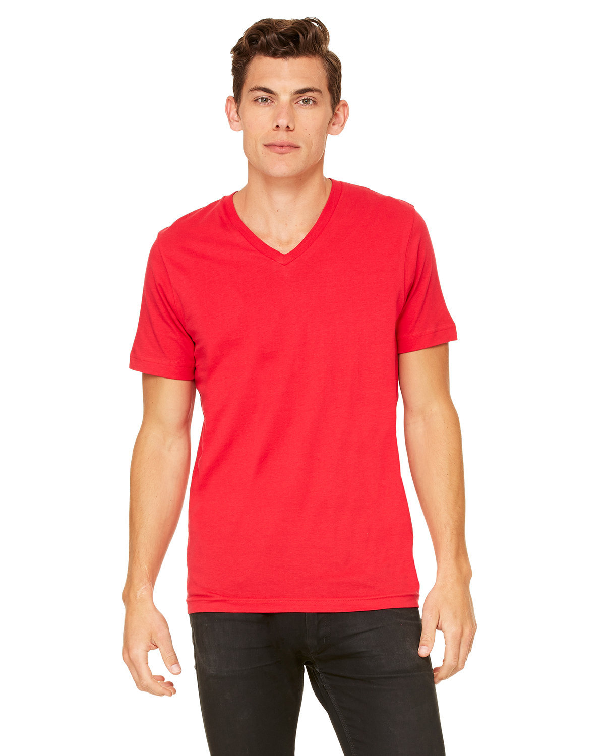 Bella + Canvas Unisex Jersey Short-Sleeve V-Neck T-Shirt RED 