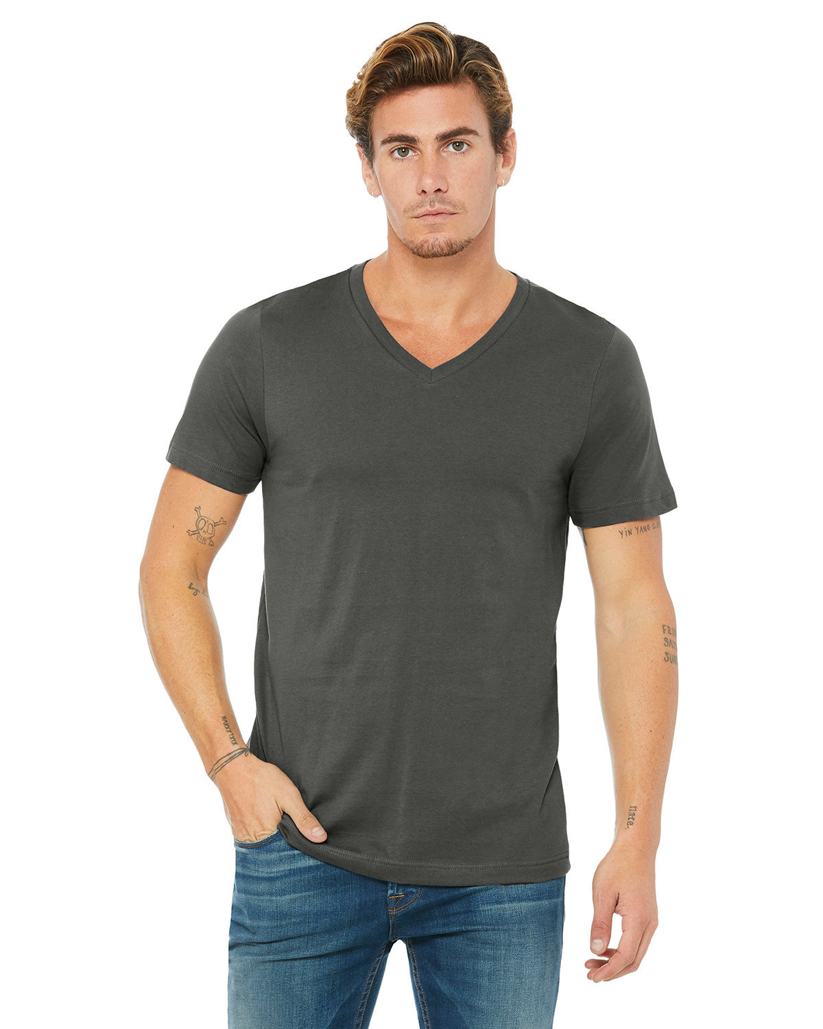 Bella + Canvas Unisex Jersey Short-Sleeve V-Neck T-Shirt ASPHALT 