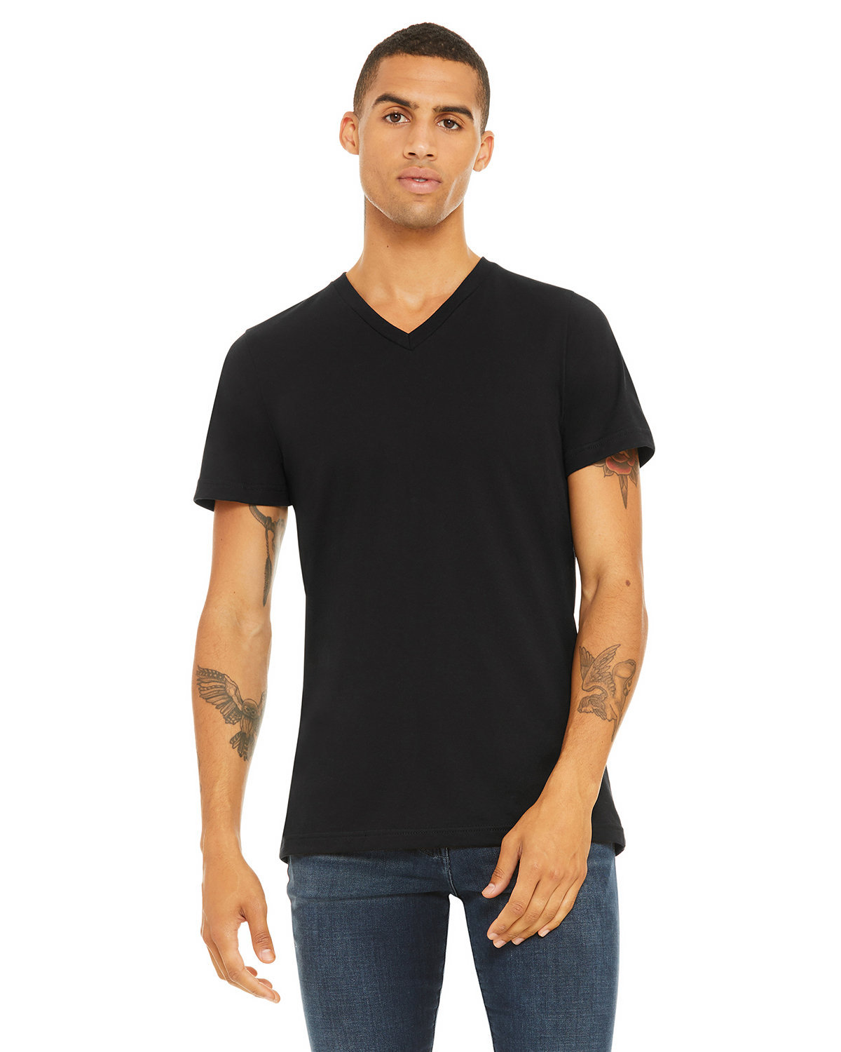 Bella + Canvas Unisex Jersey Short-Sleeve V-Neck T-Shirt BLACK 