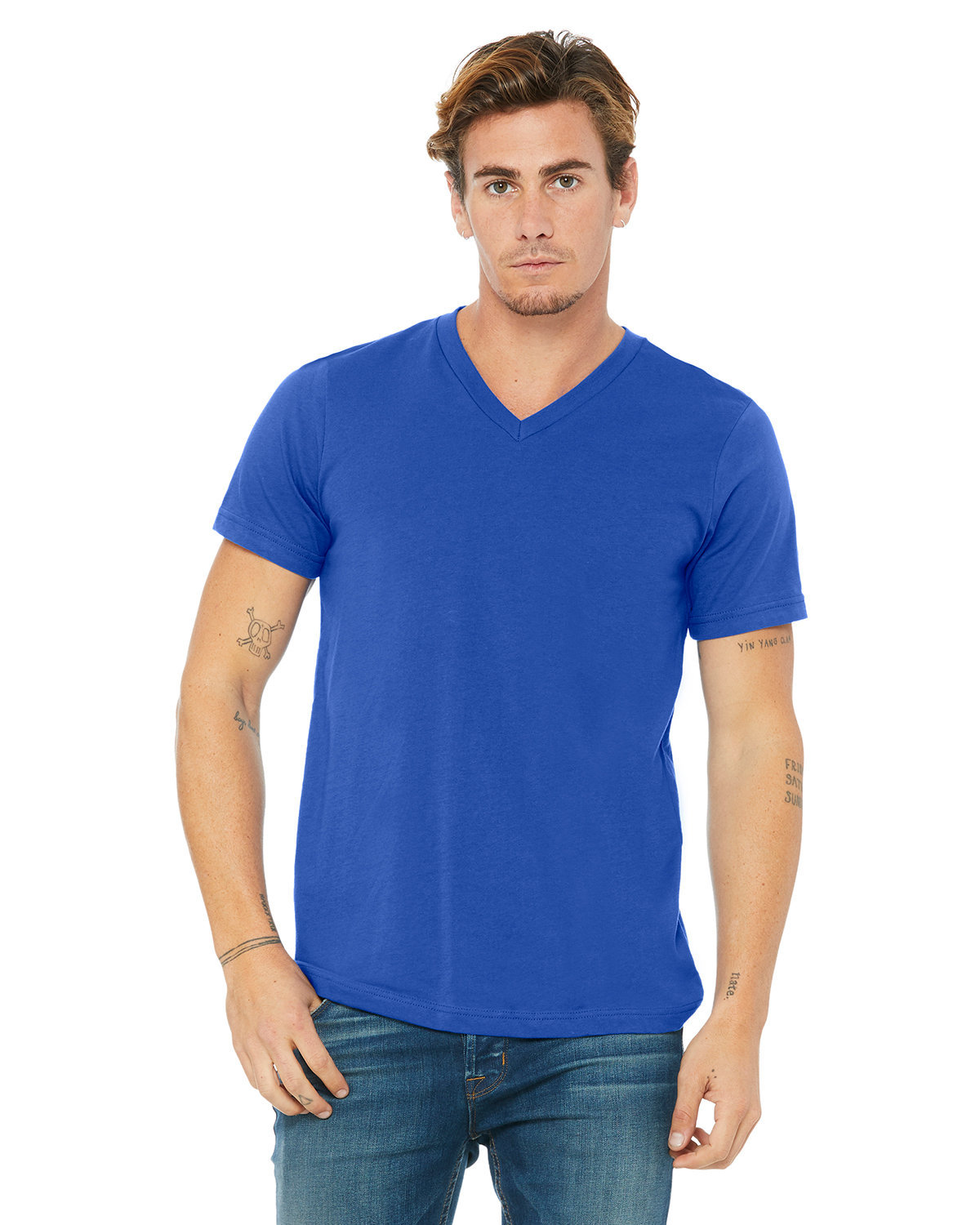 Bella + Canvas Unisex Jersey Short-Sleeve V-Neck T-Shirt TRUE ROYAL 
