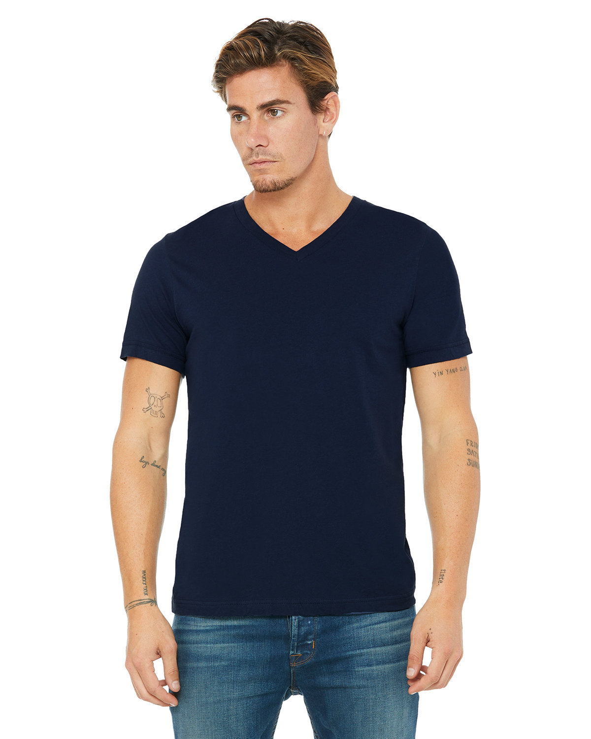 Bella + Canvas Unisex Jersey Short-Sleeve V-Neck T-Shirt NAVY 