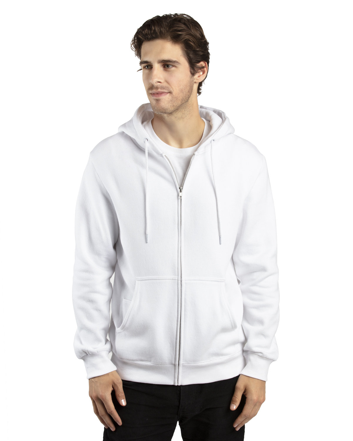 Threadfast Unisex Ultimate Fleece Full-Zip Hooded Sweatshirt WHITE 