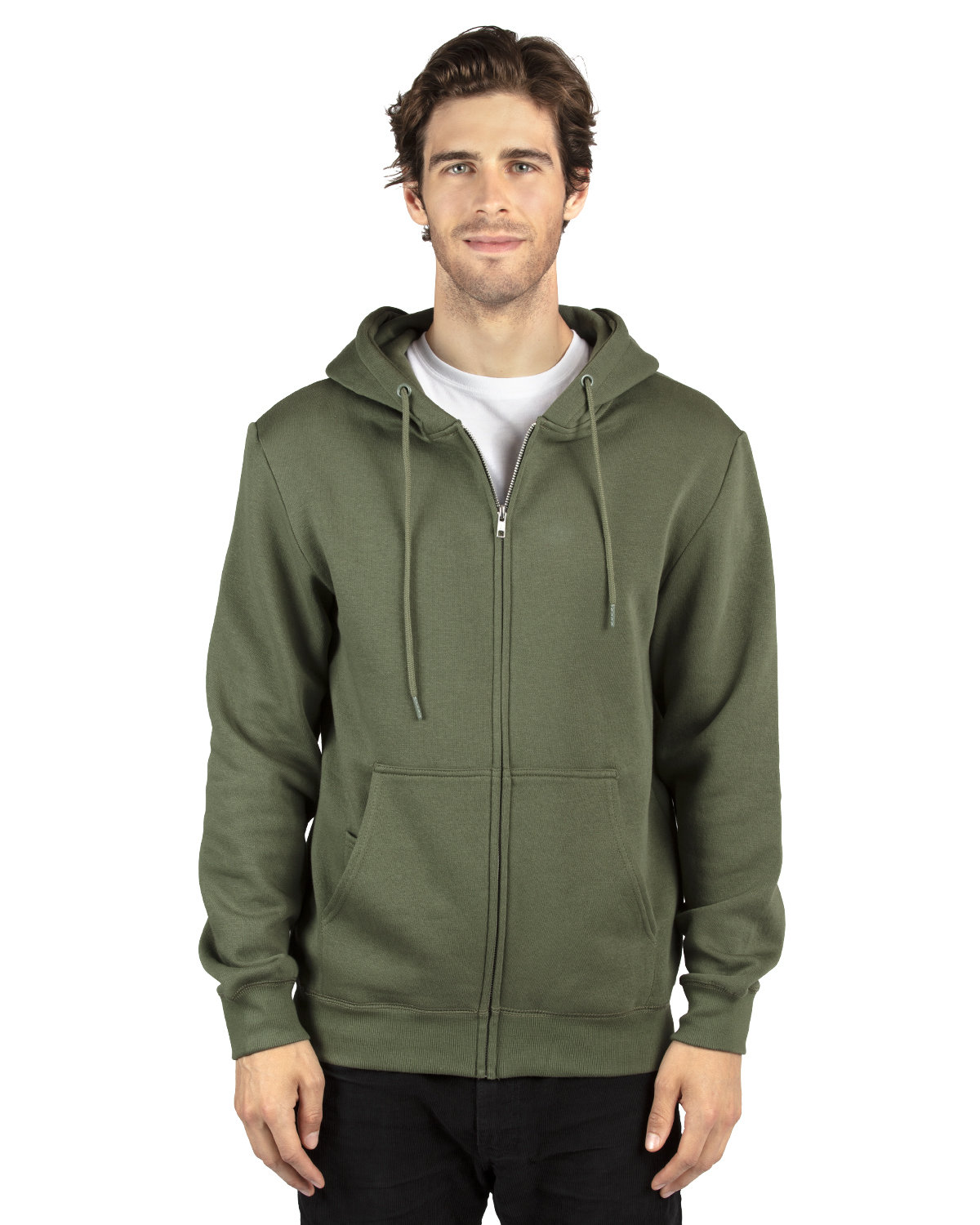 Threadfast Unisex Ultimate Fleece Full-Zip Hooded Sweatshirt ARMY 