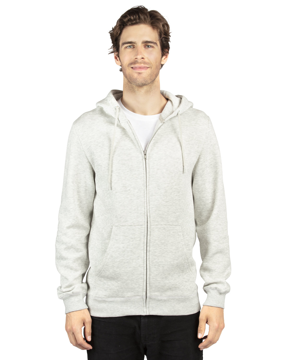 Threadfast Unisex Ultimate Fleece Full-Zip Hooded Sweatshirt OATMEAL HEATHER 