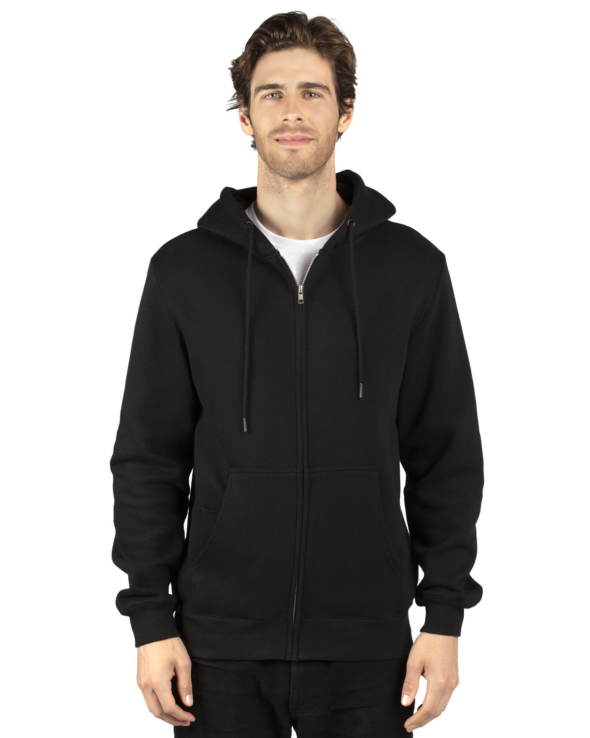 Threadfast Unisex Ultimate Fleece Full-Zip Hooded Sweatshirt BLACK 