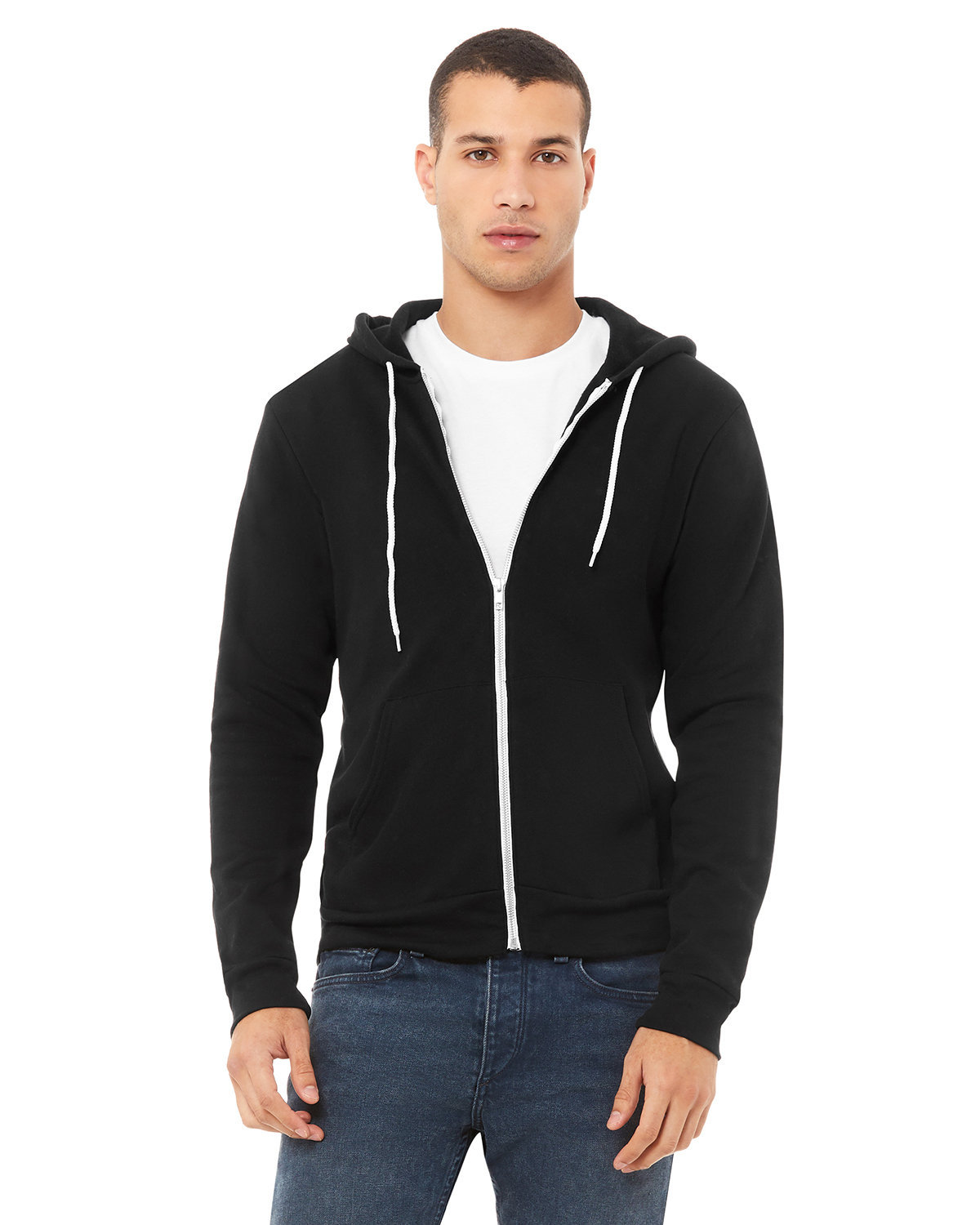Bella + Canvas Unisex Sponge Fleece Full-Zip Hooded Sweatshirt BLACK 