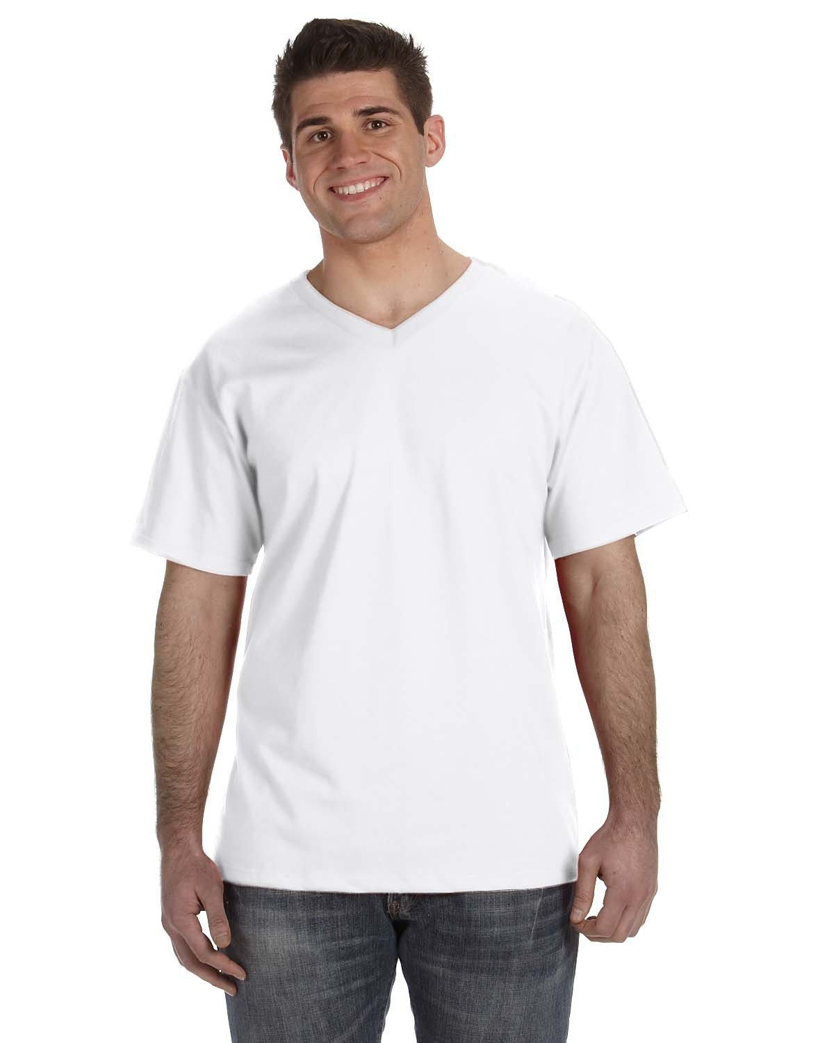 Fruit of the Loom Adult HD Cotton™ V-Neck T-Shirt WHITE 