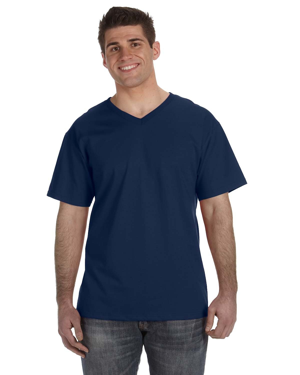 Fruit of the Loom Adult HD Cotton™ V-Neck T-Shirt J NAVY 