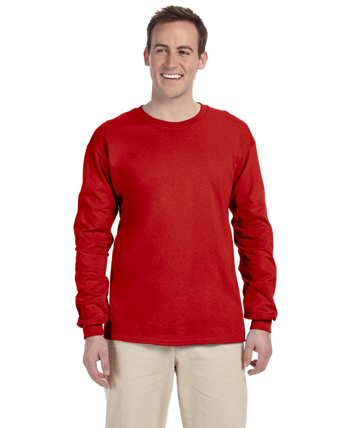 Fruit of the Loom Adult HD Cotton™ Long-Sleeve T-Shirt TRUE RED 