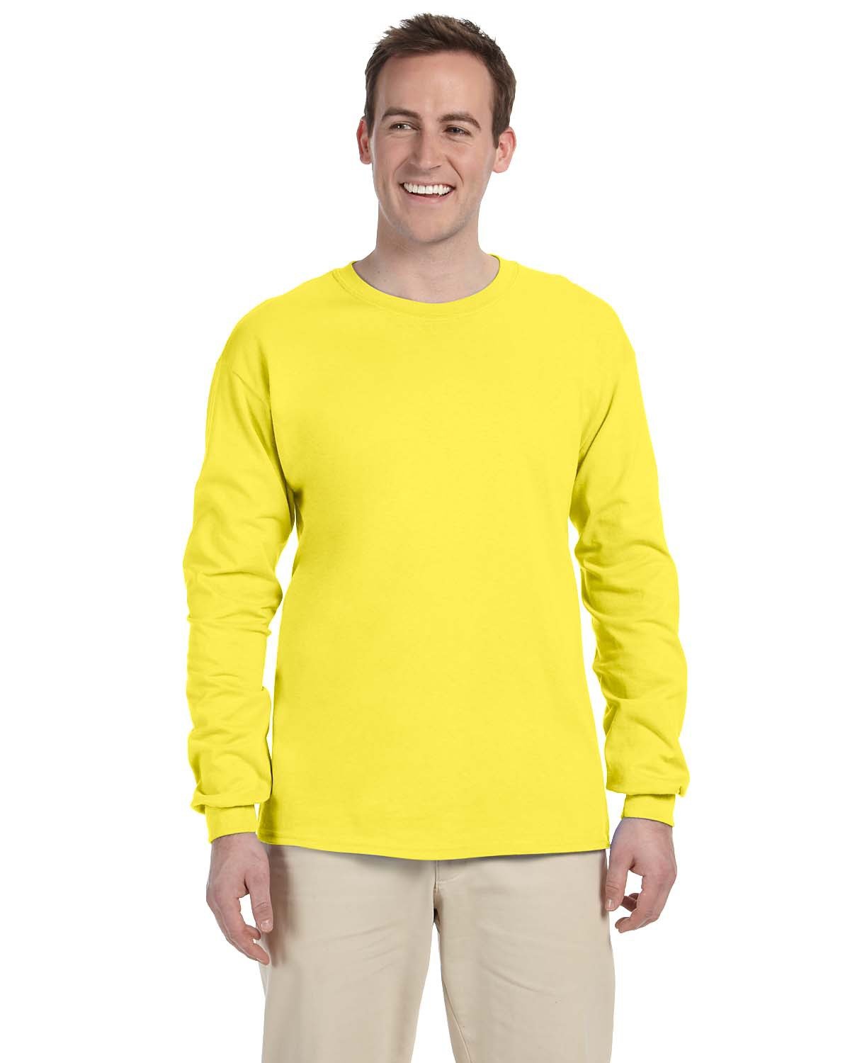 Fruit of the Loom Adult HD Cotton™ Long-Sleeve T-Shirt YELLOW 