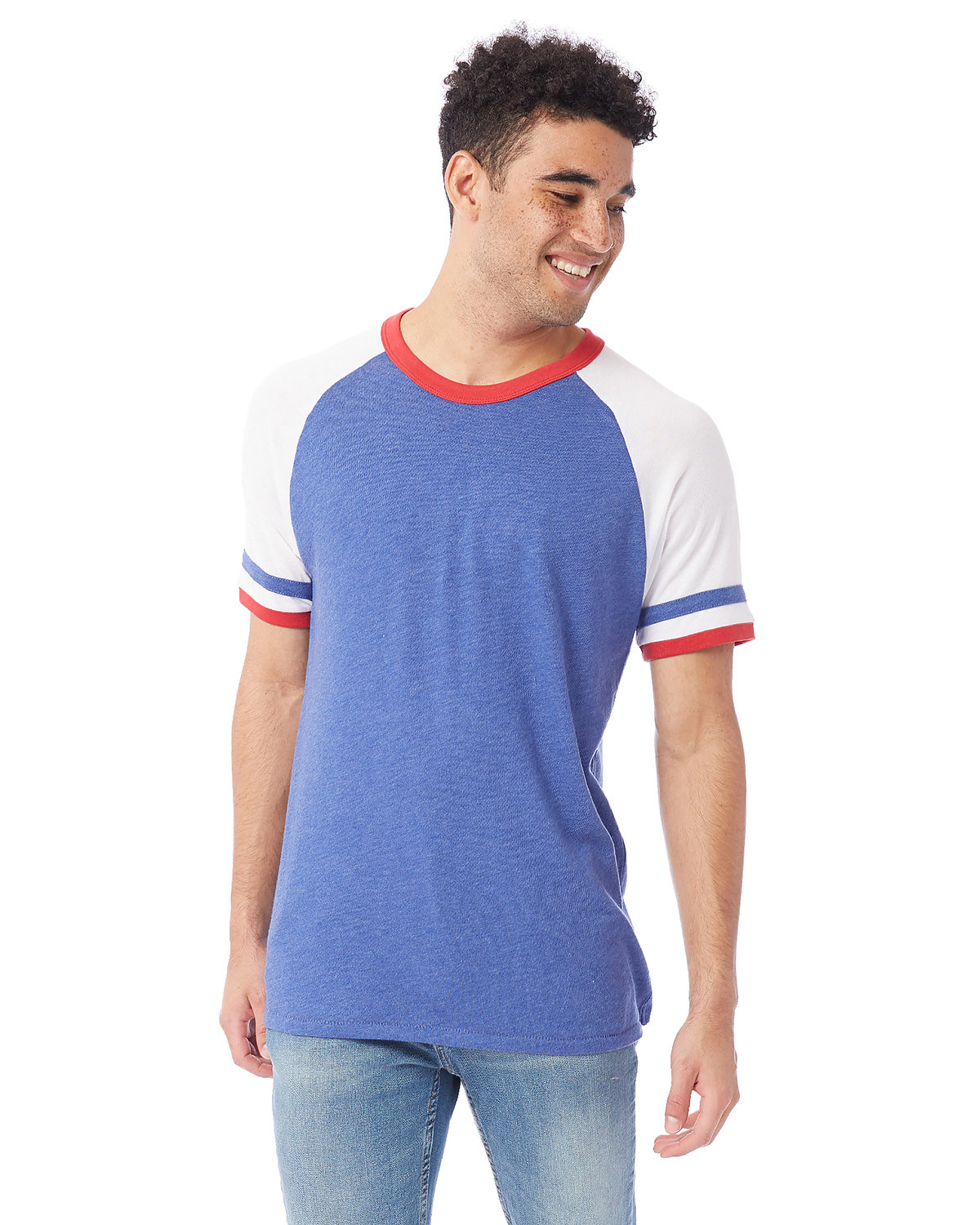 Alternative Unisex Slapshot Vintage Jersey  T-Shirt VIN ROYL/ WH/ RD 