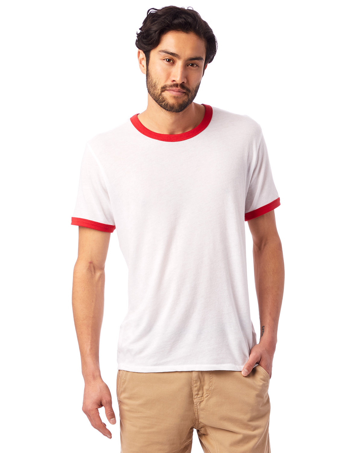 Alternative Unisex Keeper Ringer T-Shirt WHITE/ RED 