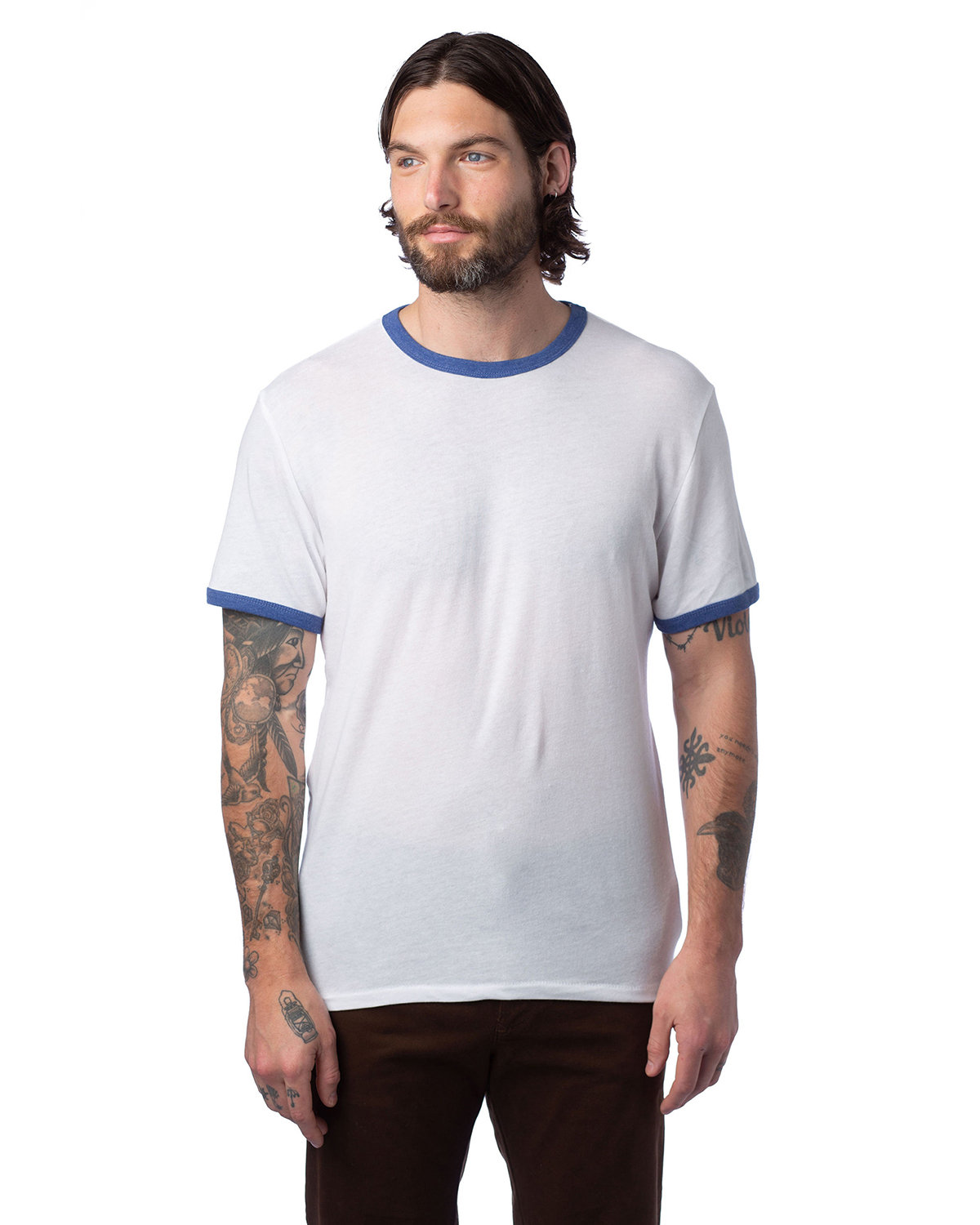 Alternative Unisex Keeper Ringer T-Shirt WHITE/ VNT ROY 