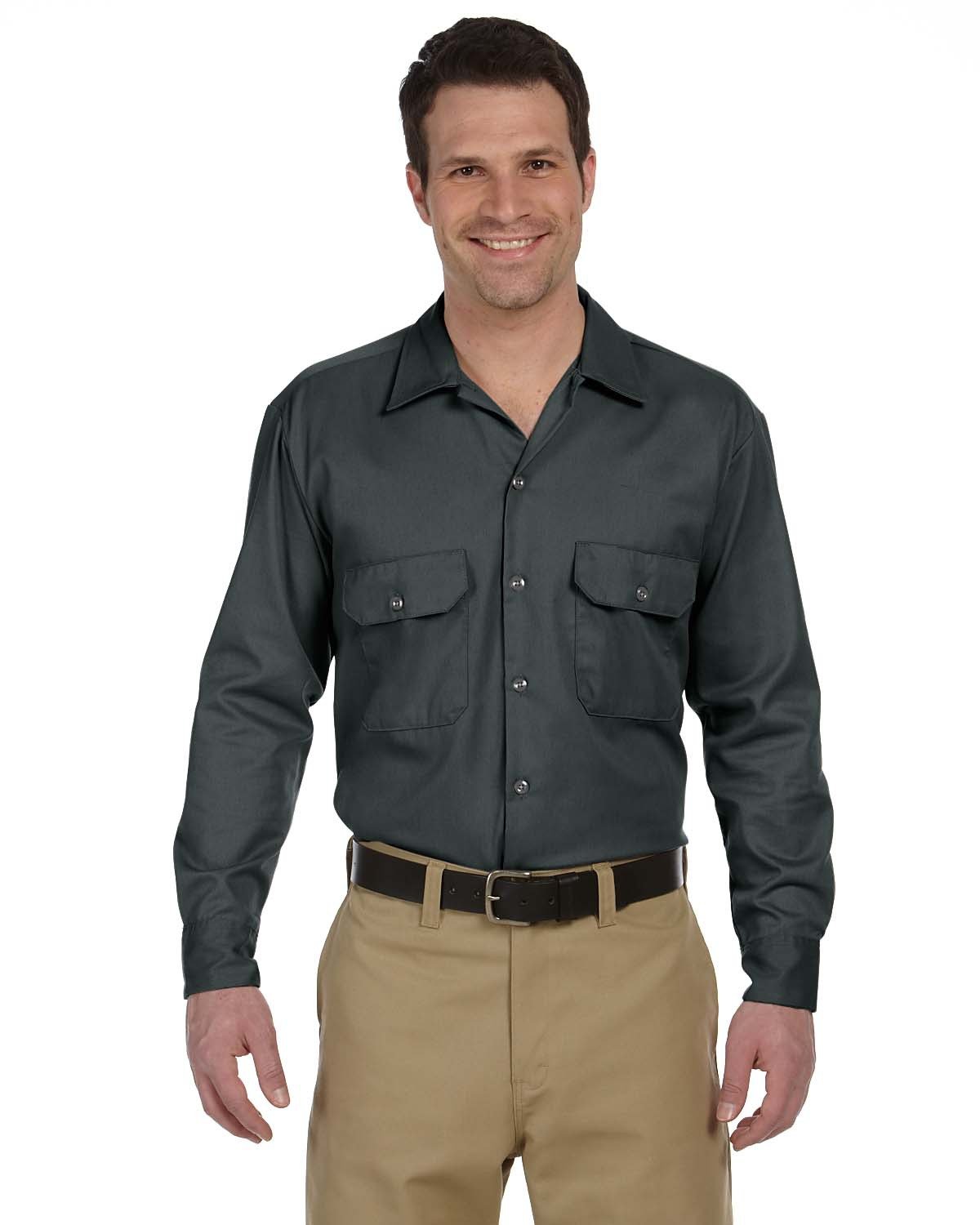Dickies Men's 5.25 oz./yd² Long-Sleeve Work Shirt CHARCOAL 