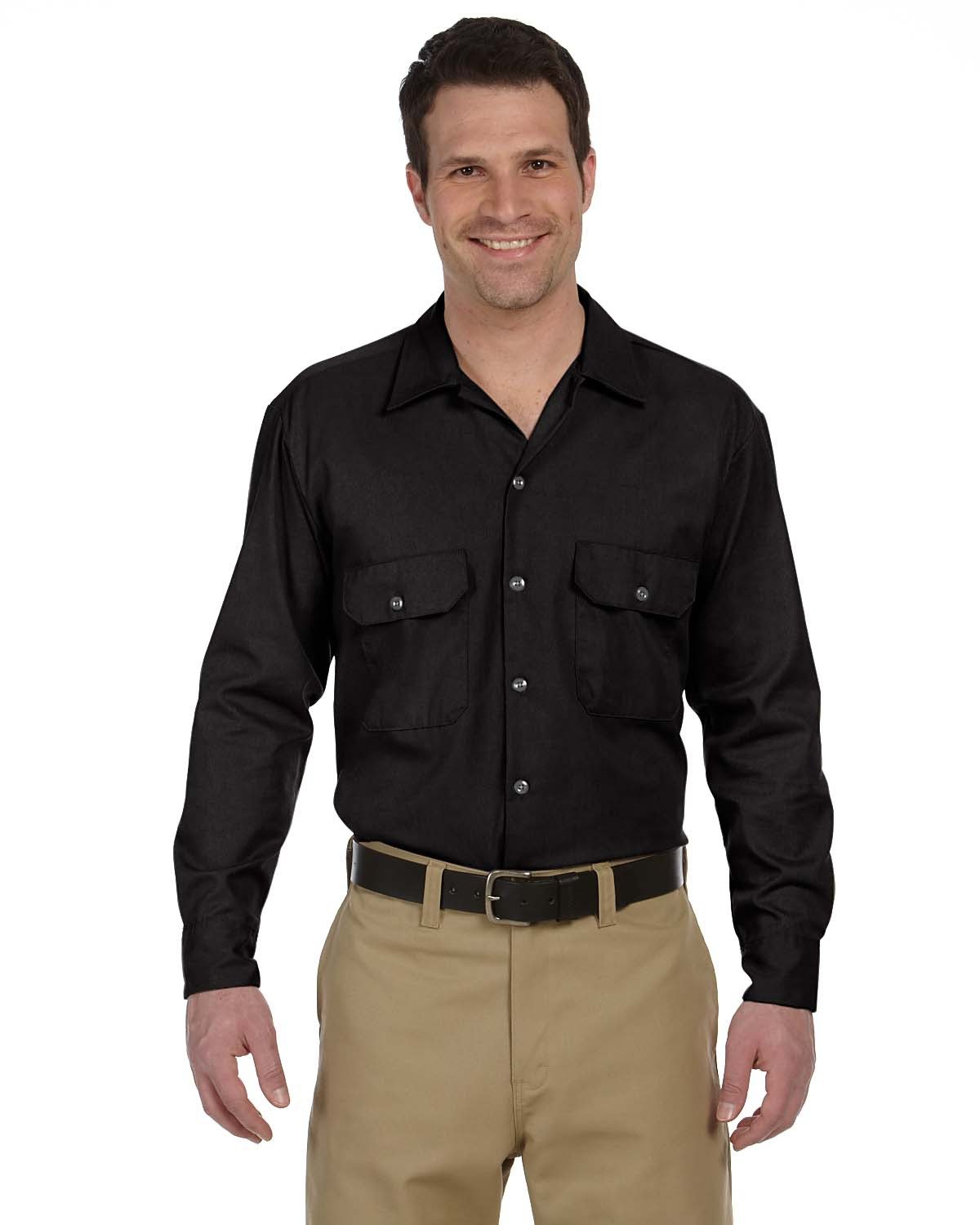 Dickies Men's 5.25 oz./yd² Long-Sleeve Work Shirt BLACK 