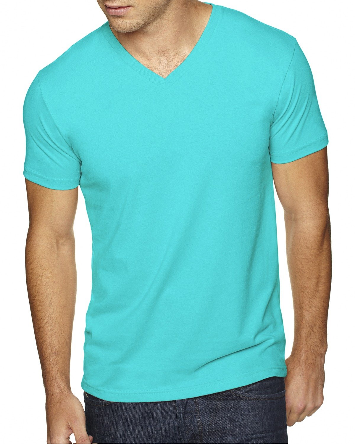 Next Level Men's Sueded V-Neck T-Shirt TAHITI BLUE 