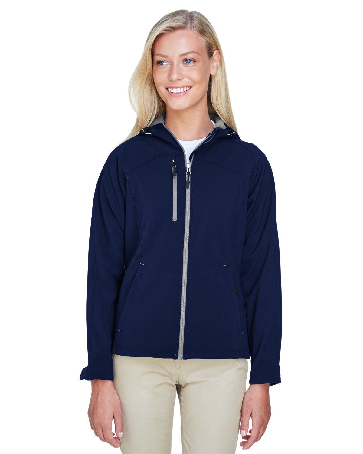 North End Ladies' Prospect Two-Layer Fleece Bonded Soft Shell Hooded Jacket CLASSIC NAVY 