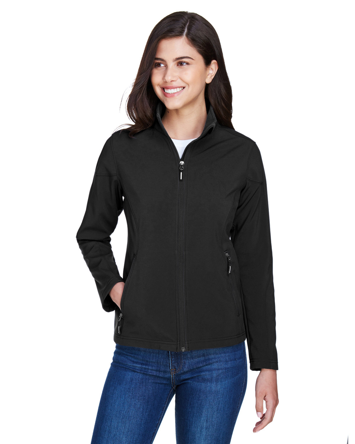 Core 365 Ladies' Cruise Two-Layer Fleece Bonded Soft Shell Jacket BLACK 