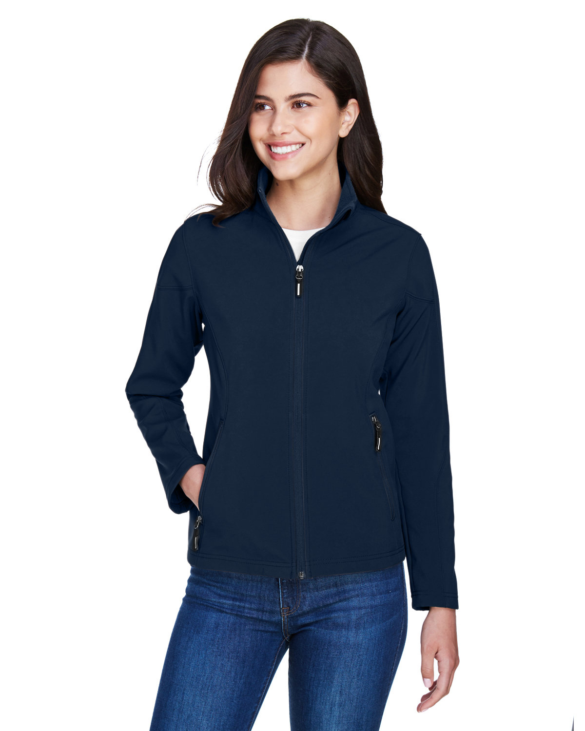 Core 365 Ladies' Cruise Two-Layer Fleece Bonded Soft Shell Jacket CLASSIC NAVY 