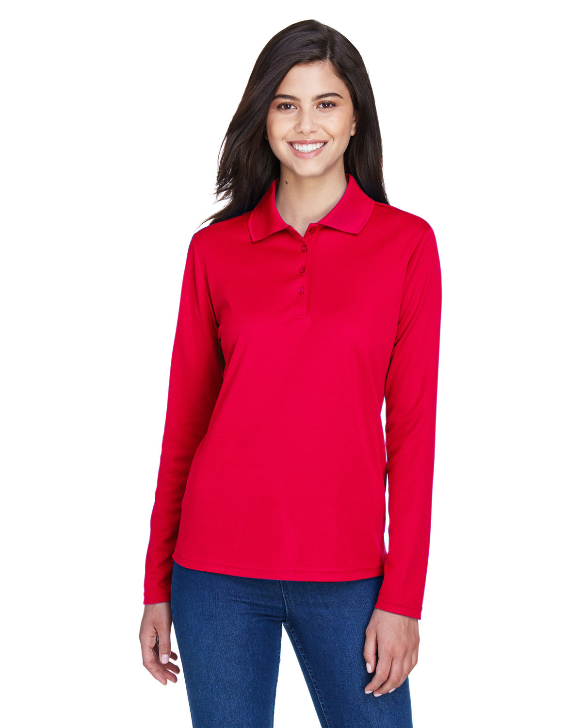 Core 365 Ladies' Pinnacle Performance Long-Sleeve Piqué Polo CLASSIC RED 