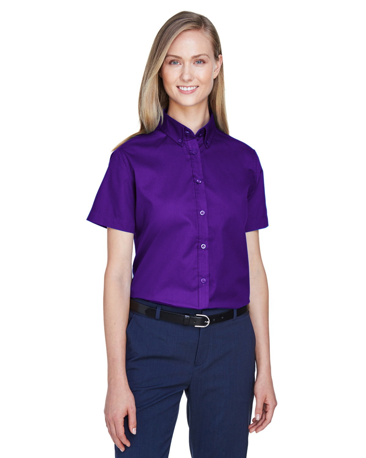 Core365 Ladies' Optimum Short-Sleeve Twill Shirt CAMPUS PURPLE 