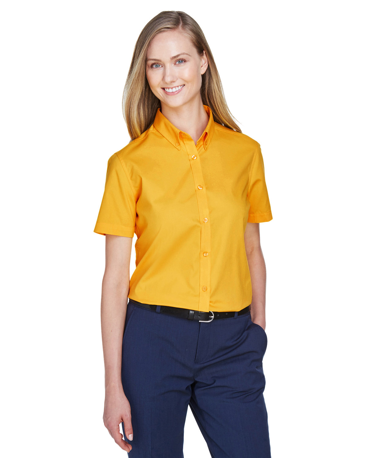 Core365 Ladies' Optimum Short-Sleeve Twill Shirt CAMPUS GOLD 