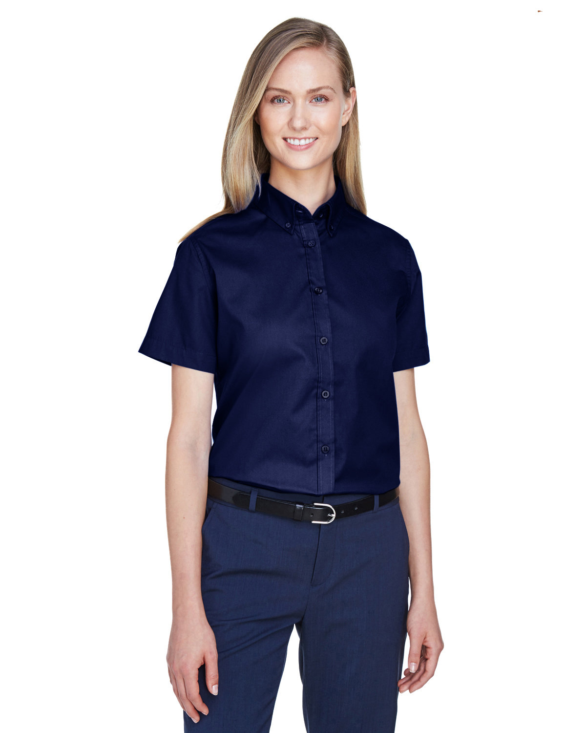 Core365 Ladies' Optimum Short-Sleeve Twill Shirt CLASSIC NAVY 