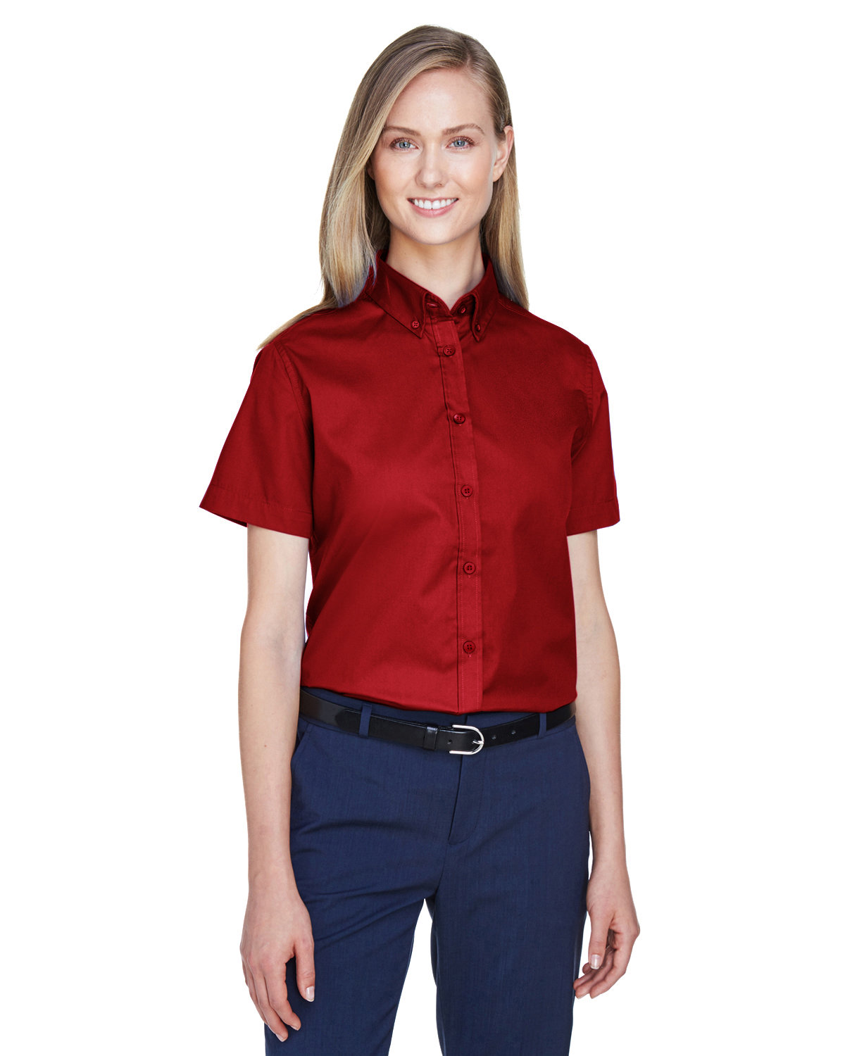 Core365 Ladies' Optimum Short-Sleeve Twill Shirt CLASSIC RED 