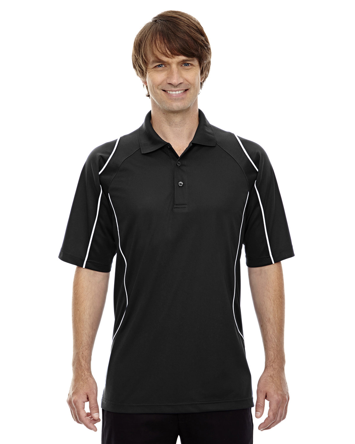 Extreme Men's Eperformance™ Velocity Snag Protection Colorblock Polo with Piping BLACK 