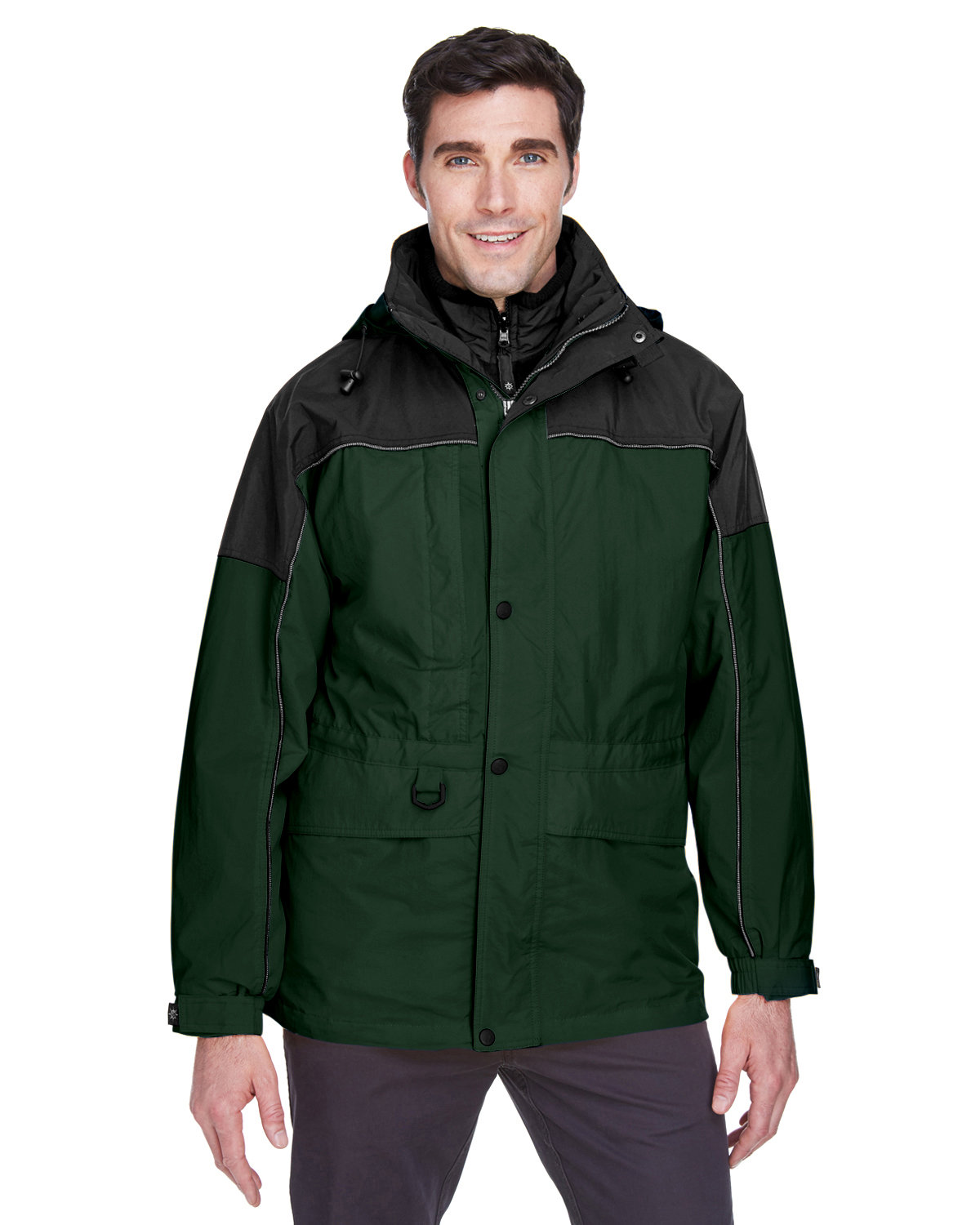North End Adult 3-in-1 Two-Tone Parka ALPINE GREEN 