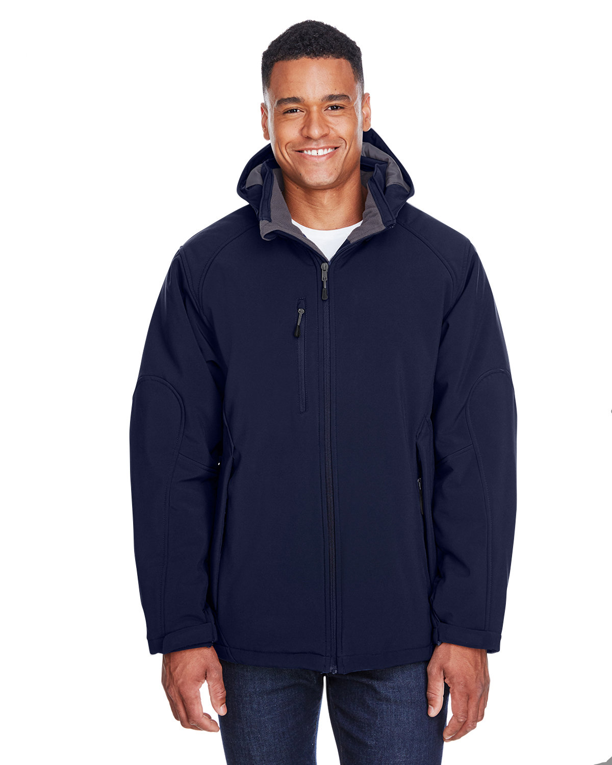 North End Men's Glacier Insulated Three-Layer Fleece Bonded Soft Shell Jacket with Detachable Hood CLASSIC NAVY 