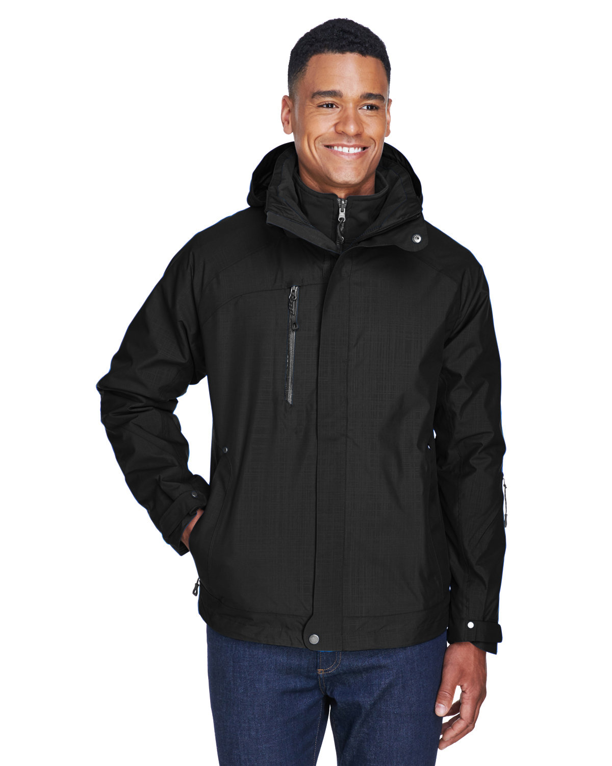 North End Men's Caprice 3-in-1 Jacket with Soft Shell Liner BLACK 