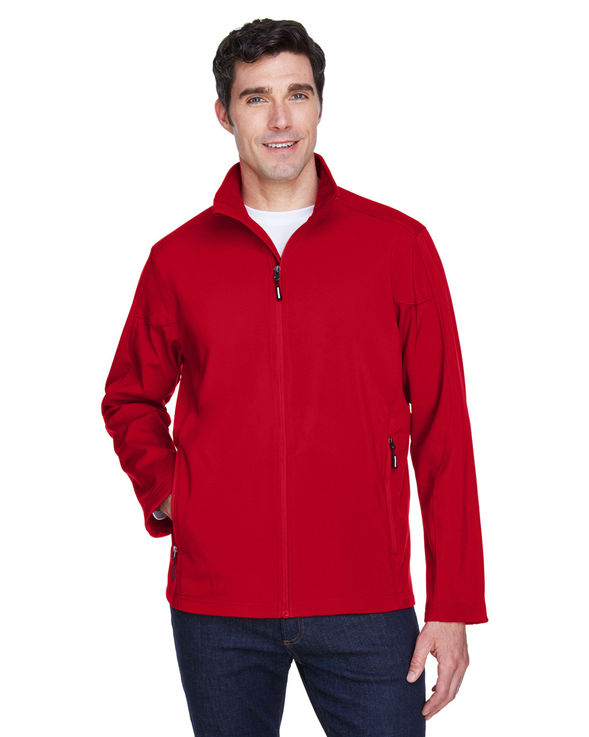 Core365 Men's Cruise Two-Layer Fleece Bonded Soft Shell Jacket CLASSIC RED 