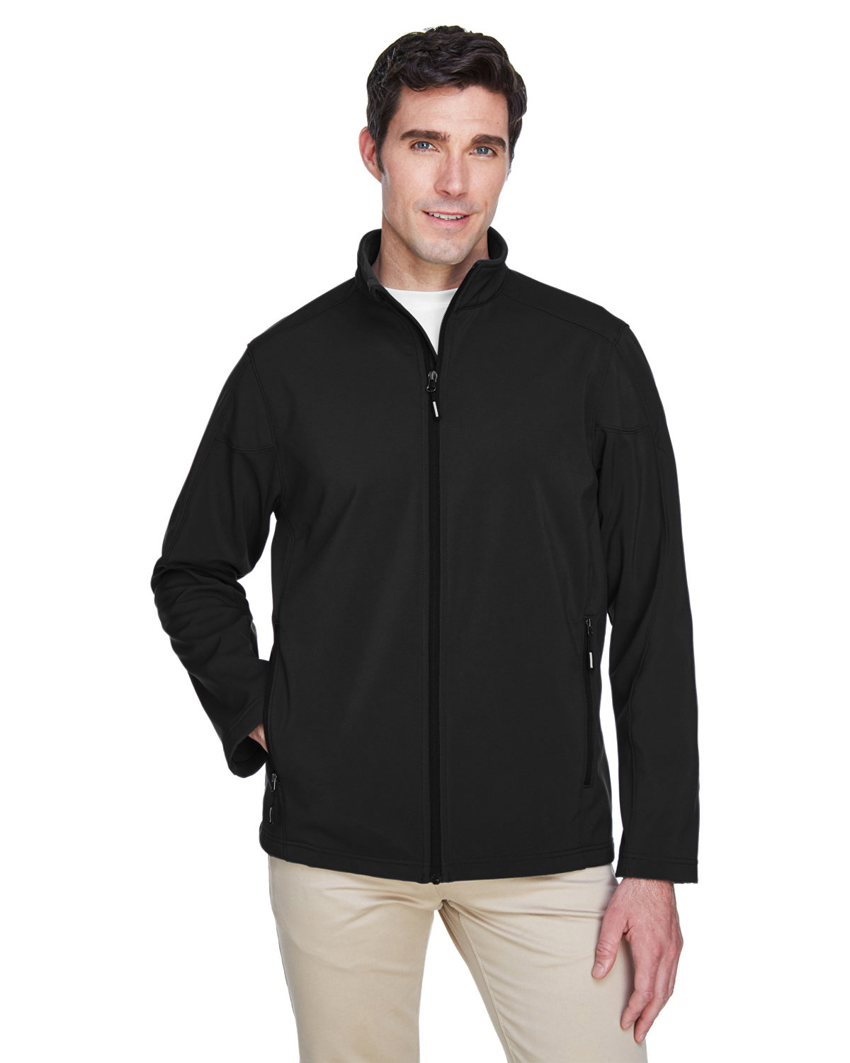 Core 365 Men's Tall Cruise Two-Layer Fleece Bonded Soft Shell Jacket BLACK 