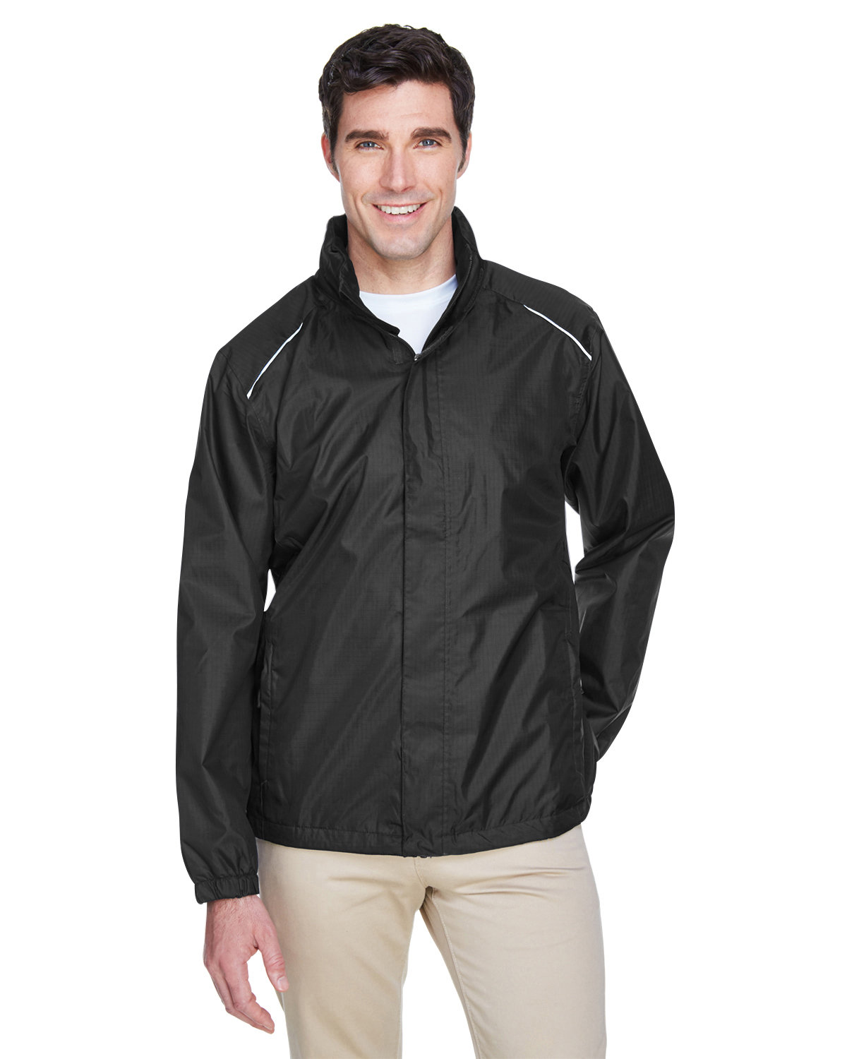Core 365 Men's Climate Seam-Sealed Lightweight Variegated Ripstop Jacket BLACK 