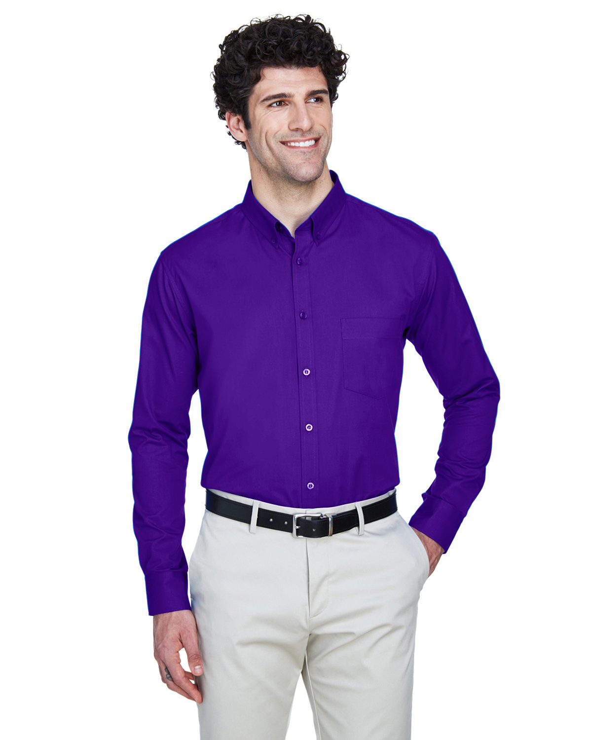 Core365 Men's Operate Long-Sleeve Twill Shirt CAMPUS PURPLE 
