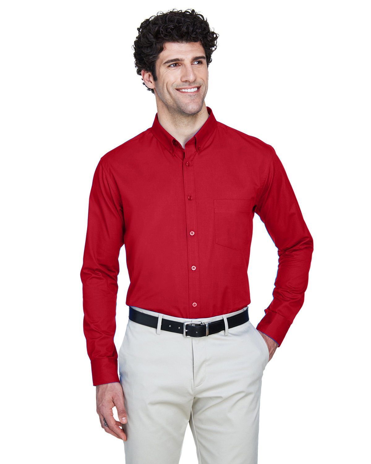 Core365 Men's Operate Long-Sleeve Twill Shirt CLASSIC RED 