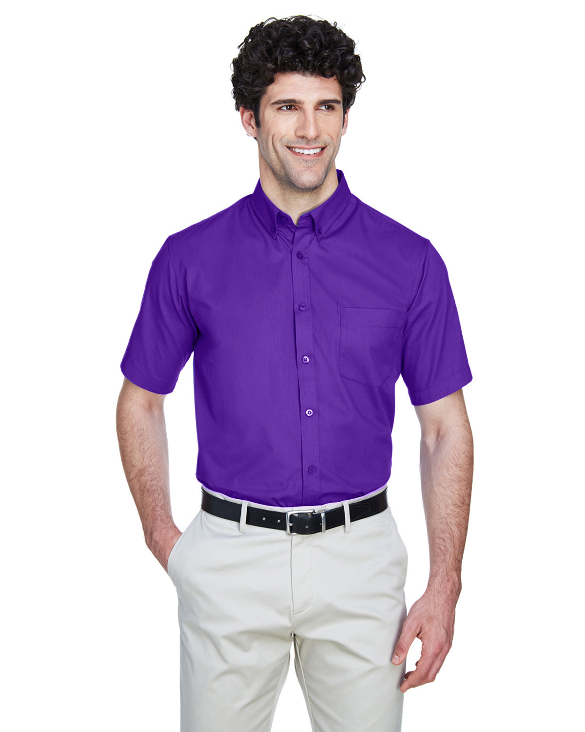 Core 365 Men's Optimum Short-Sleeve Twill Shirt CAMPUS PURPLE 