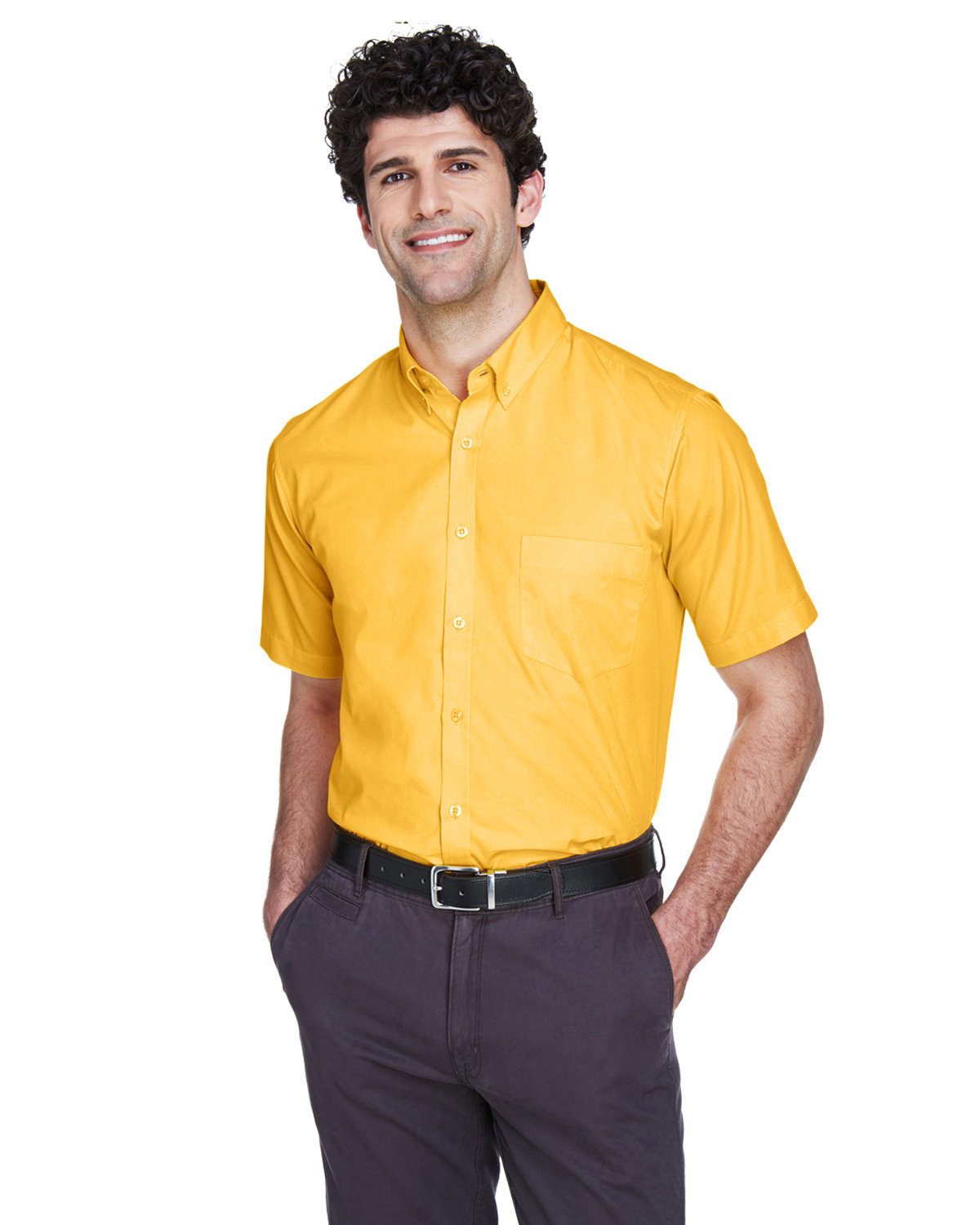 Core 365 Men's Optimum Short-Sleeve Twill Shirt CAMPUS GOLD 