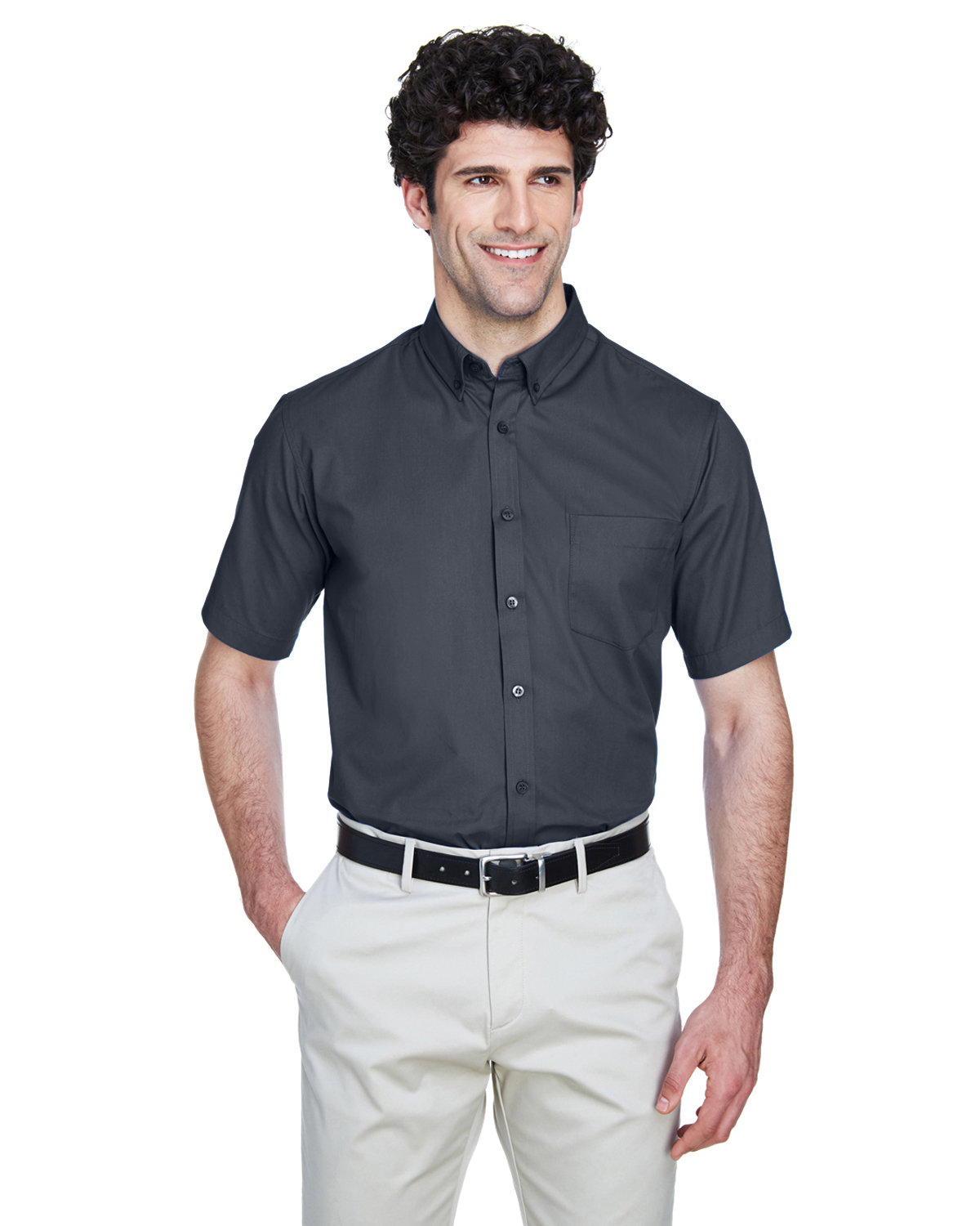 Core365 Men's Optimum Short-Sleeve Twill Shirt CARBON 