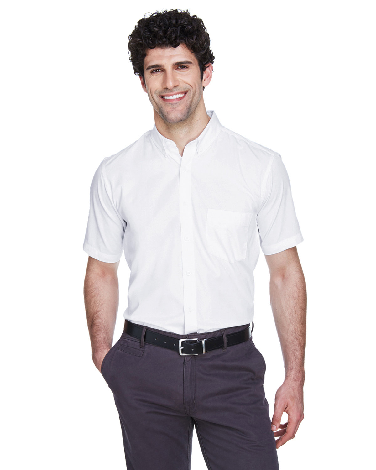Core 365 Men's Optimum Short-Sleeve Twill Shirt WHITE 