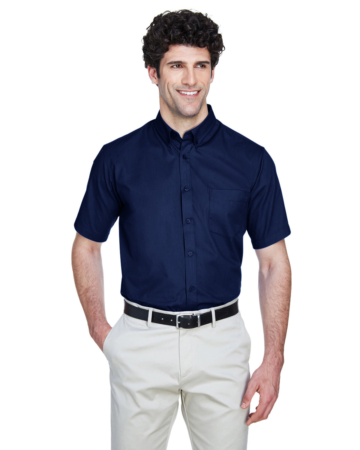 Core 365 Men's Optimum Short-Sleeve Twill Shirt CLASSIC NAVY 