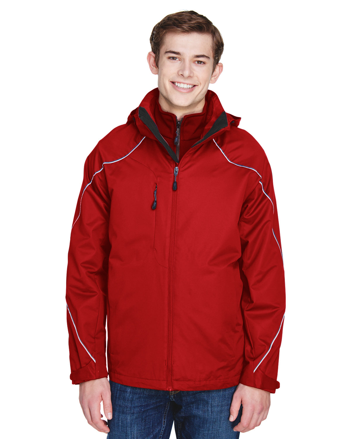 North End Men's Angle 3-in-1 Jacket with Bonded Fleece Liner CLASSIC RED 
